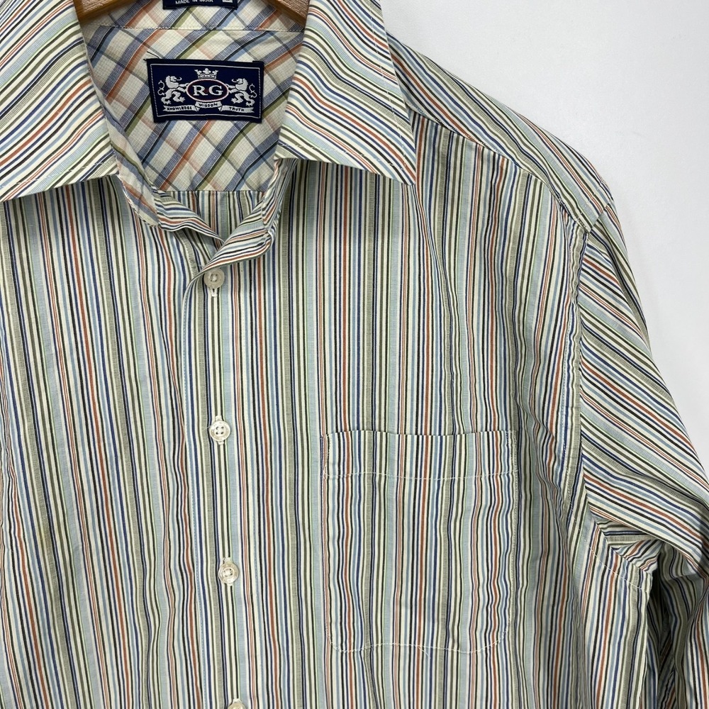 Robert Graham Long Sleeve Button‎ Shirt Men's L Multicolor Striped 100% Cotton - Picture 5 of 10